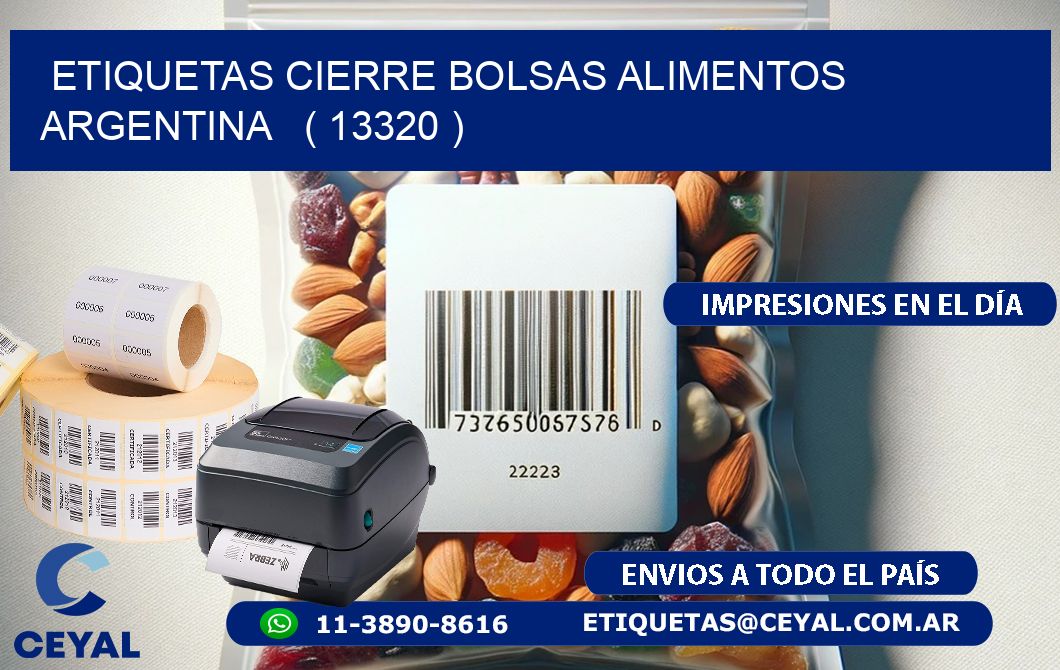 ETIQUETAS CIERRE BOLSAS ALIMENTOS ARGENTINA   ( 13320 )