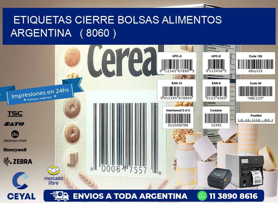 ETIQUETAS CIERRE BOLSAS ALIMENTOS ARGENTINA   ( 8060 )