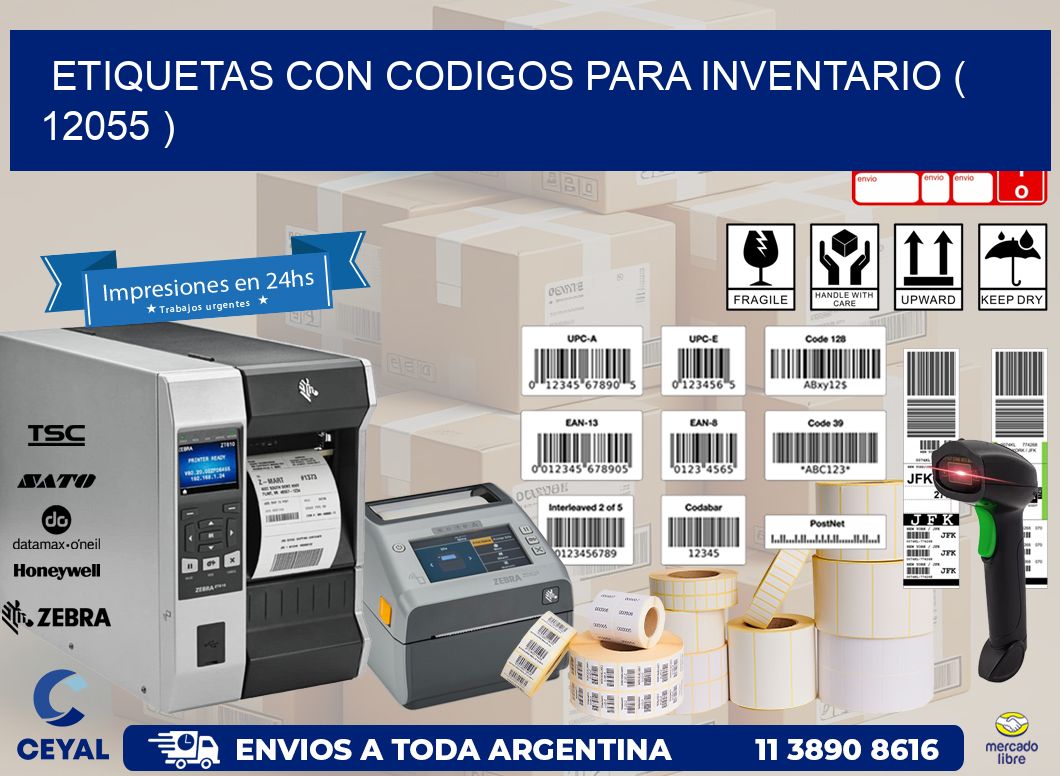 ETIQUETAS CON CODIGOS PARA INVENTARIO ( 12055 )