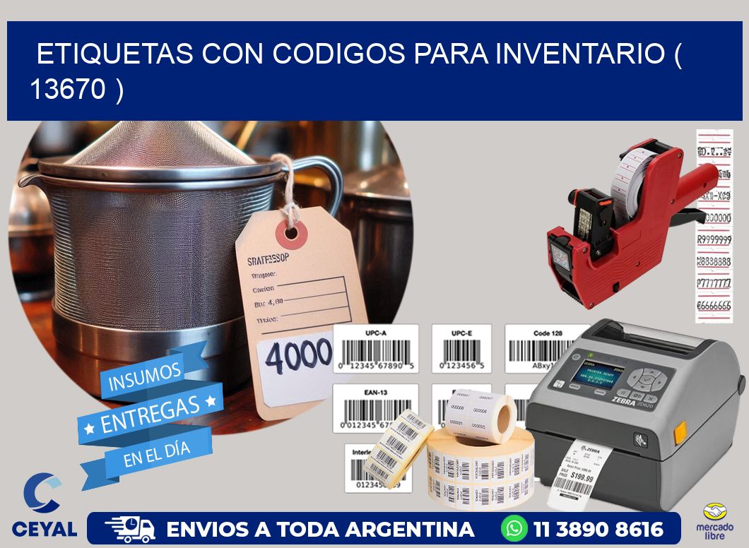 ETIQUETAS CON CODIGOS PARA INVENTARIO ( 13670 )