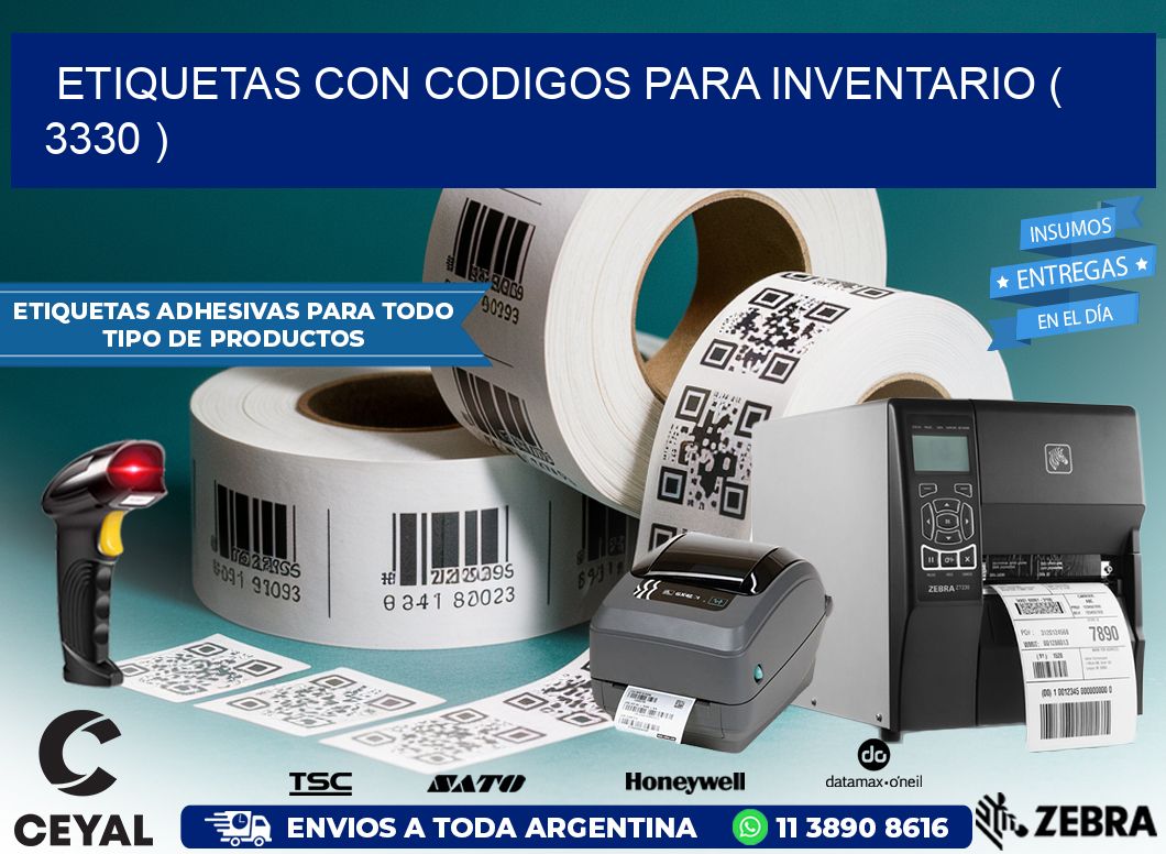 ETIQUETAS CON CODIGOS PARA INVENTARIO ( 3330 )