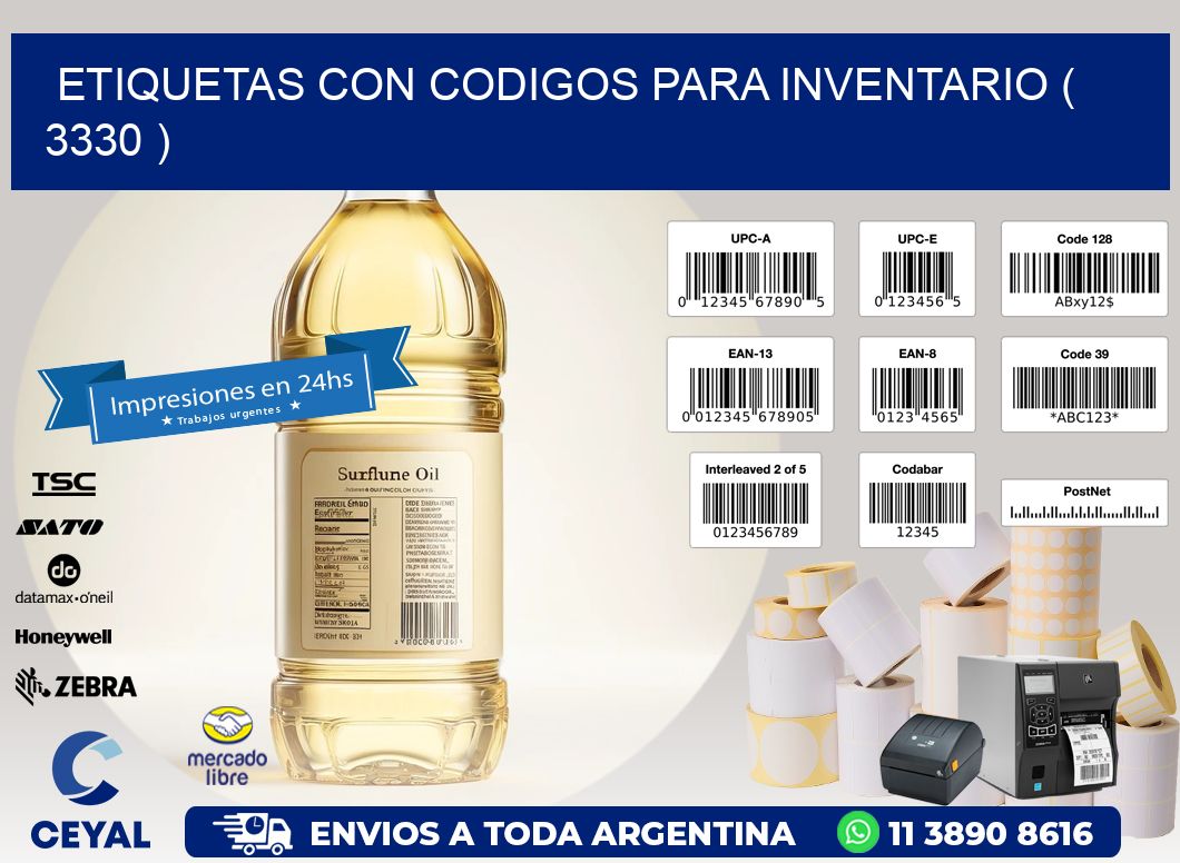 ETIQUETAS CON CODIGOS PARA INVENTARIO ( 3330 )