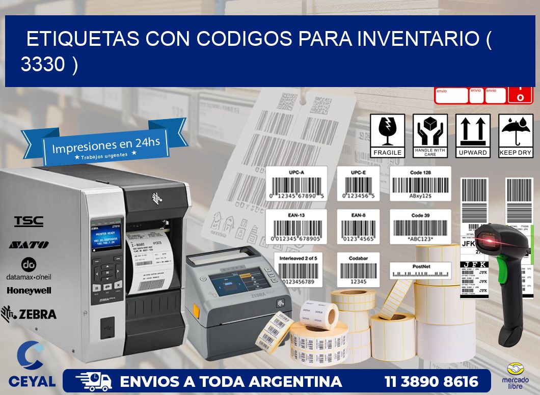 ETIQUETAS CON CODIGOS PARA INVENTARIO ( 3330 )