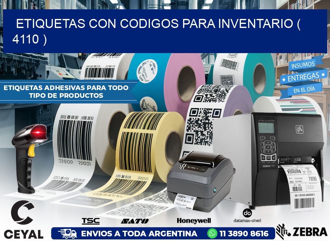 ETIQUETAS CON CODIGOS PARA INVENTARIO ( 4110 )