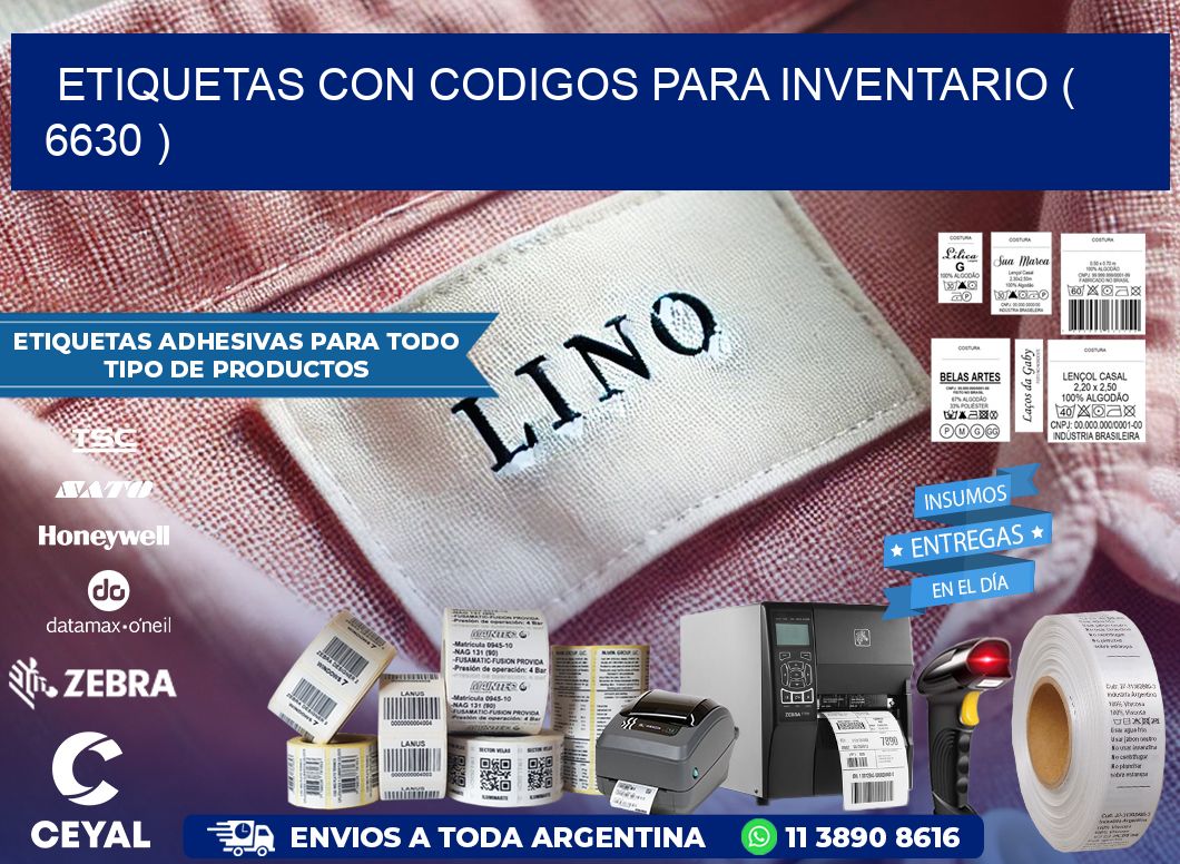 ETIQUETAS CON CODIGOS PARA INVENTARIO ( 6630 )