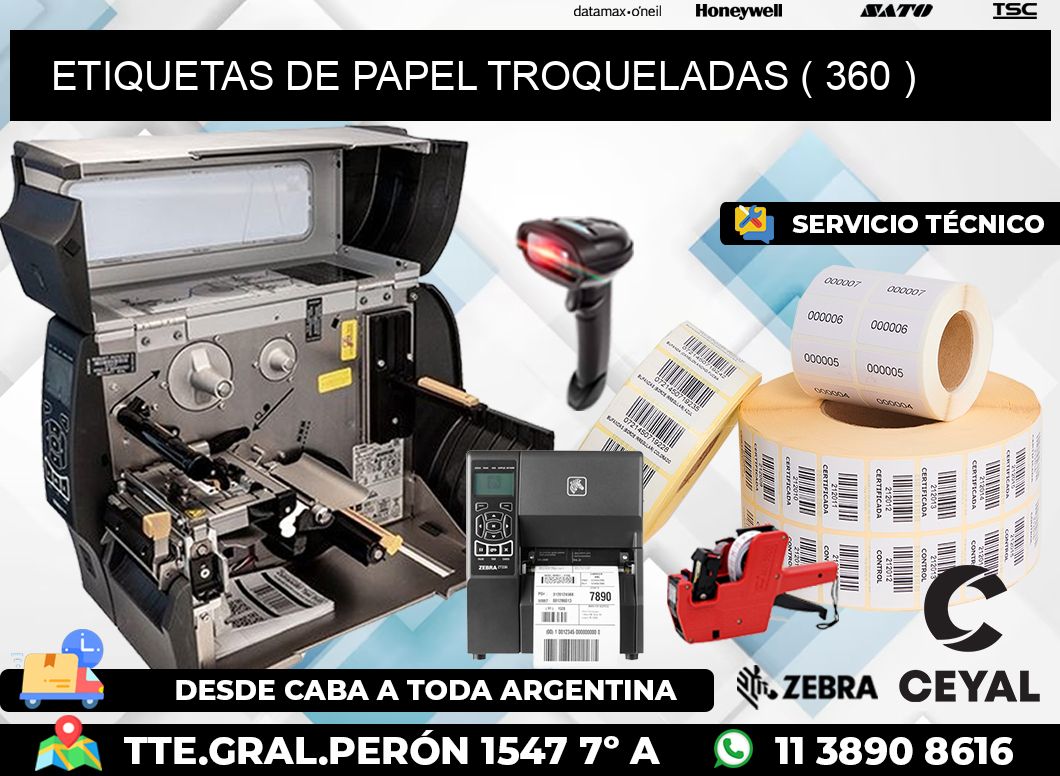 ETIQUETAS DE PAPEL TROQUELADAS ( 360 )