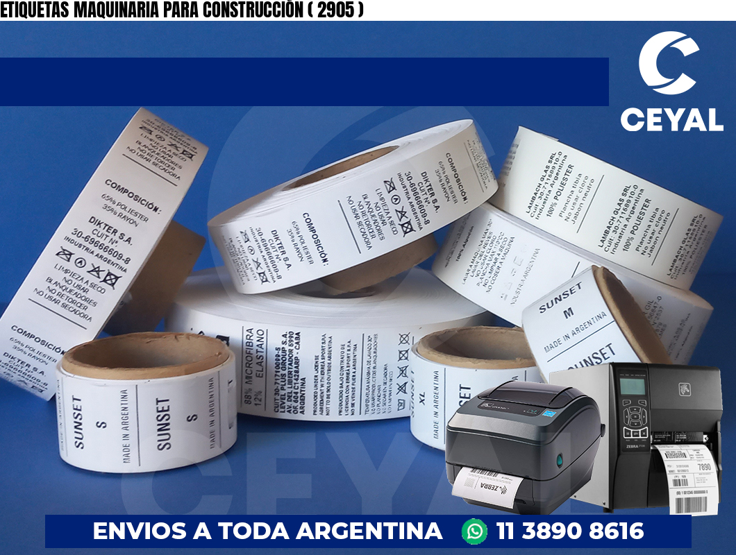 ETIQUETAS MAQUINARIA PARA CONSTRUCCIÓN ( 2905 )