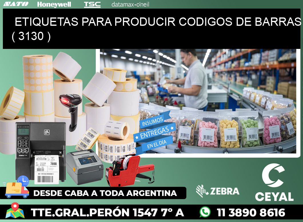 ETIQUETAS PARA PRODUCIR CODIGOS DE BARRAS ( 3130 )