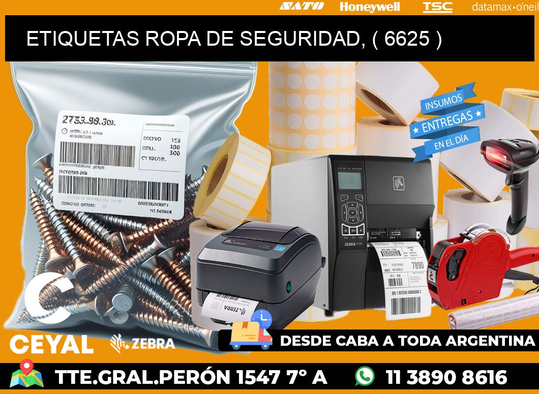 ETIQUETAS ROPA DE SEGURIDAD, ( 6625 )