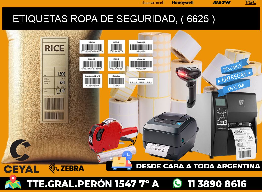 ETIQUETAS ROPA DE SEGURIDAD, ( 6625 )