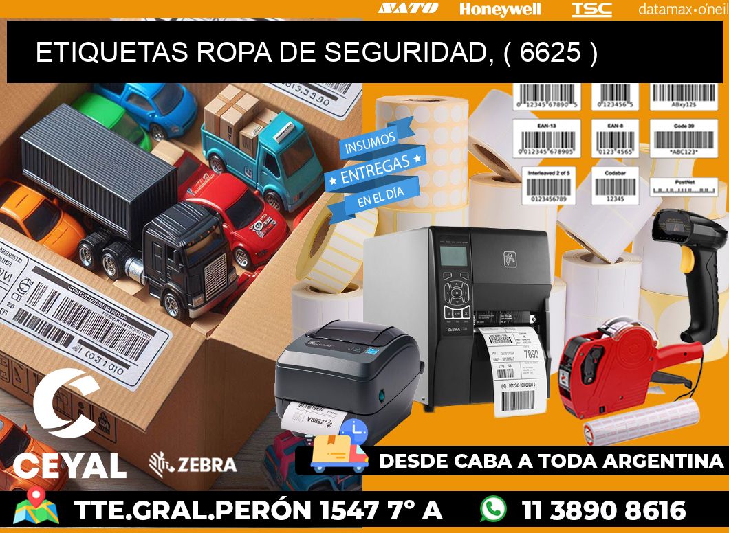 ETIQUETAS ROPA DE SEGURIDAD, ( 6625 )