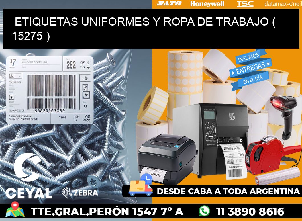 ETIQUETAS UNIFORMES Y ROPA DE TRABAJO ( 15275 )