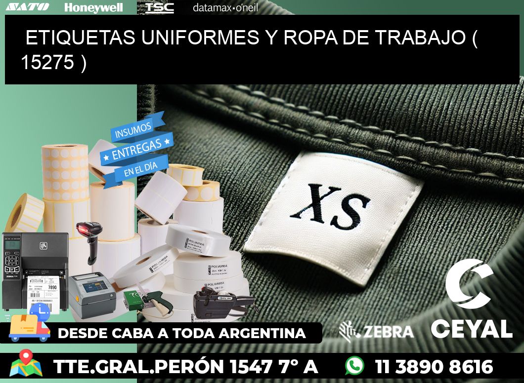 ETIQUETAS UNIFORMES Y ROPA DE TRABAJO ( 15275 )