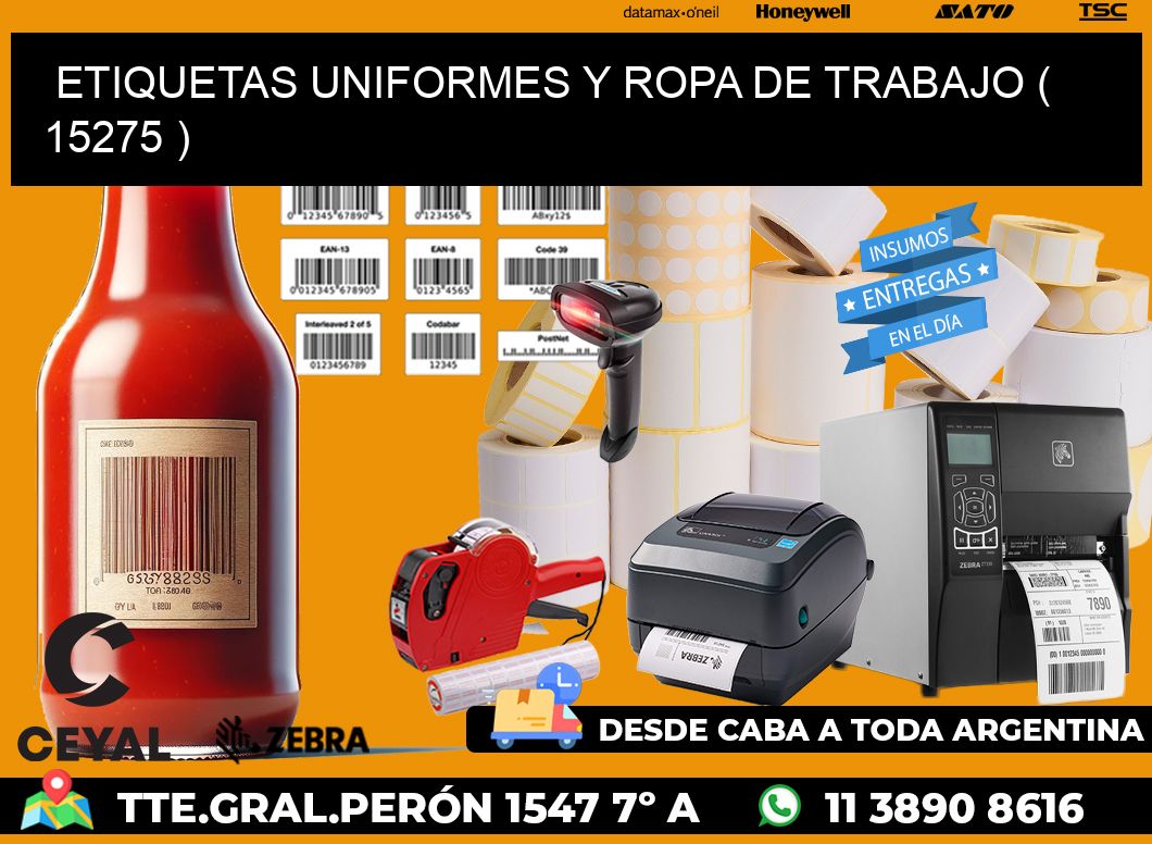 ETIQUETAS UNIFORMES Y ROPA DE TRABAJO ( 15275 )