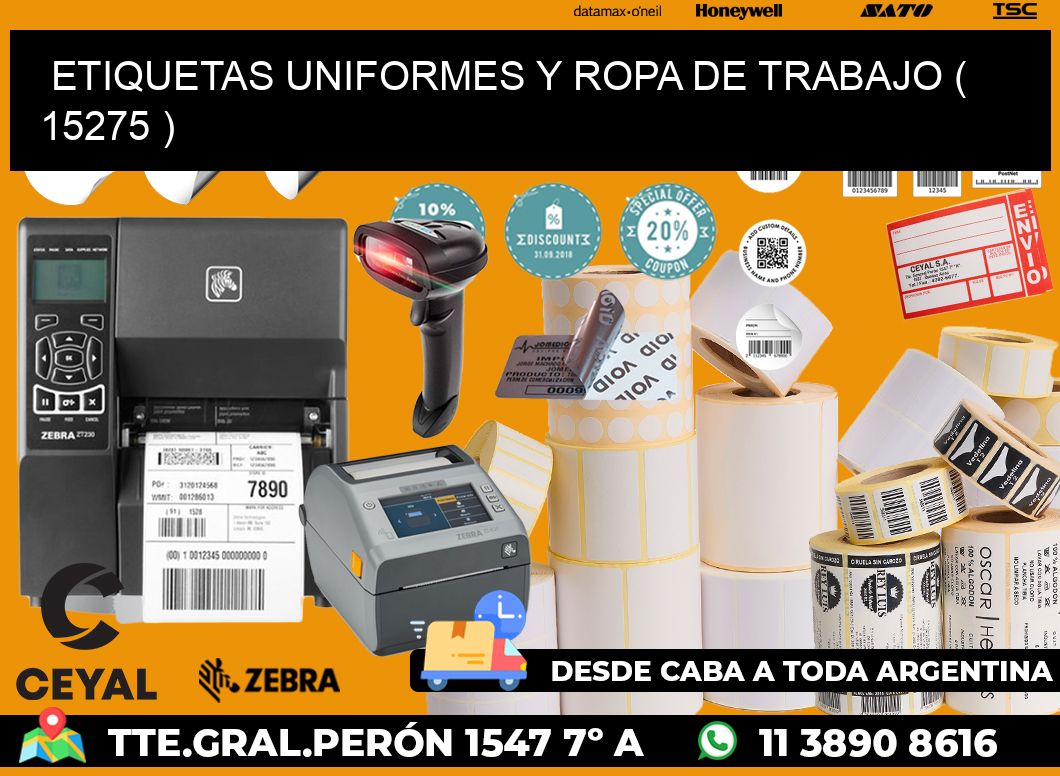 ETIQUETAS UNIFORMES Y ROPA DE TRABAJO ( 15275 )