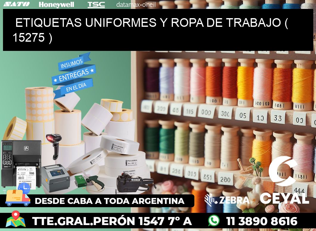 ETIQUETAS UNIFORMES Y ROPA DE TRABAJO ( 15275 )