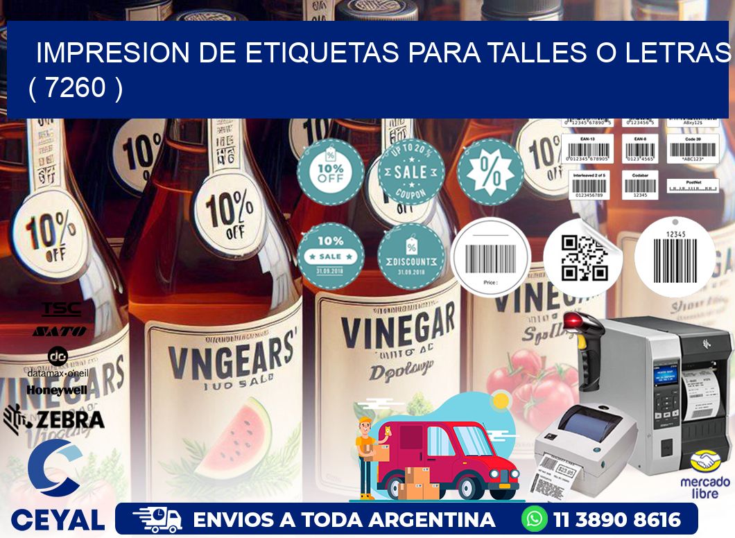 IMPRESION DE ETIQUETAS PARA TALLES O LETRAS ( 7260 )