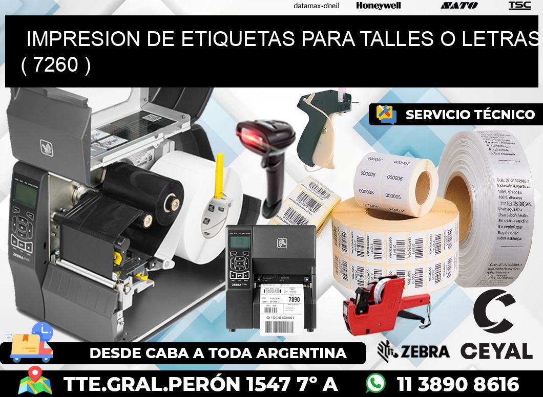 IMPRESION DE ETIQUETAS PARA TALLES O LETRAS ( 7260 )