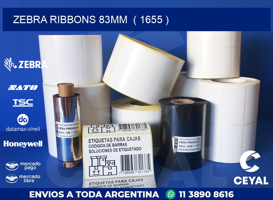 ZEBRA RIBBONS 83MM  ( 1655 )