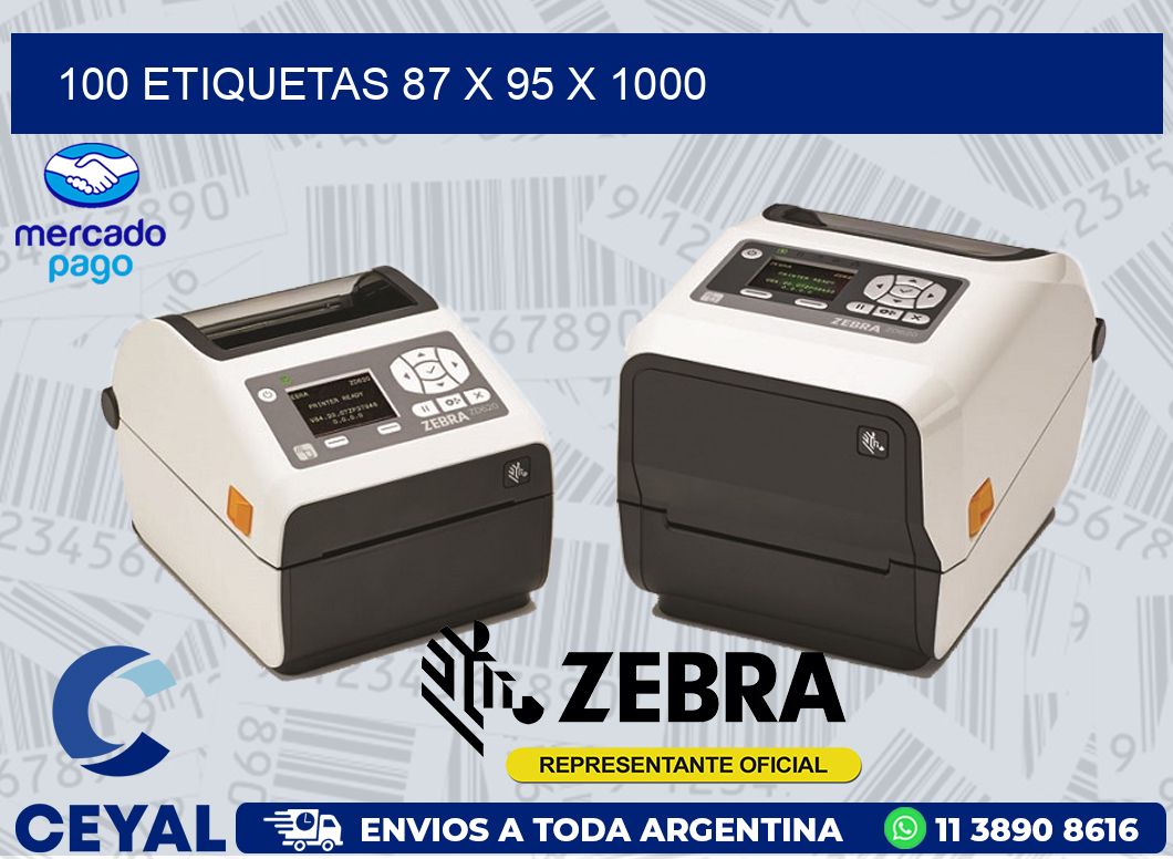100 ETIQUETAS 87 x 95 x 1000