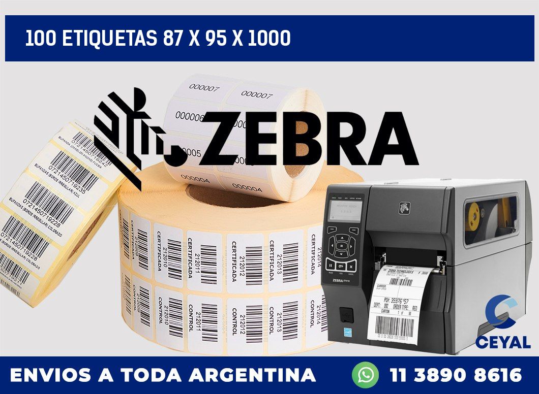 100 ETIQUETAS 87 x 95 x 1000