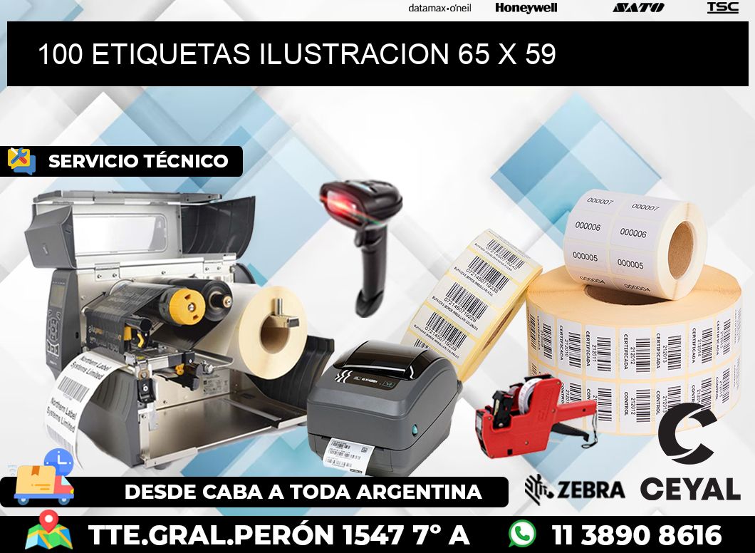 100 ETIQUETAS ILUSTRACION 65 x 59