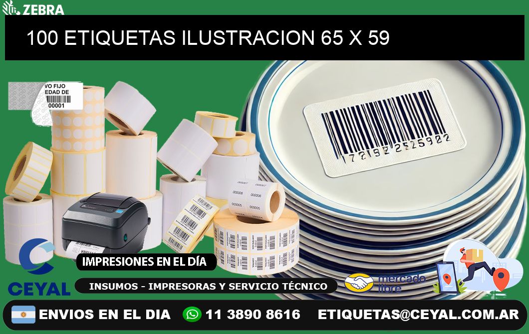 100 ETIQUETAS ILUSTRACION 65 x 59