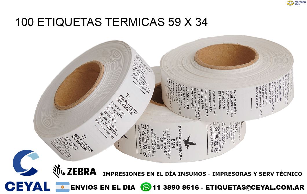 100 ETIQUETAS TERMICAS 59 x 34