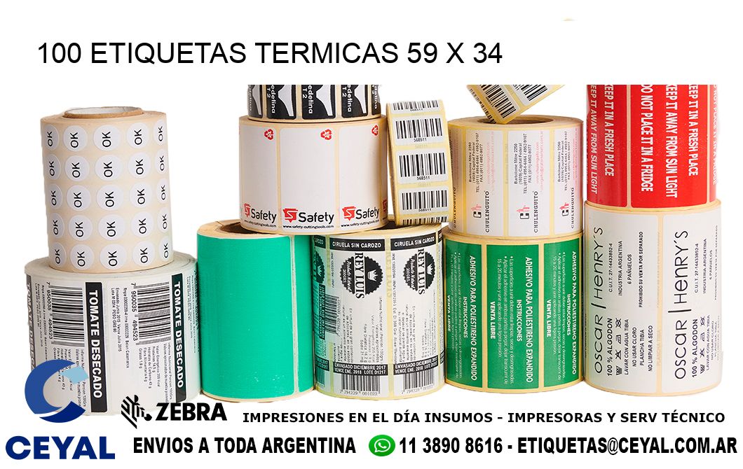 100 ETIQUETAS TERMICAS 59 x 34