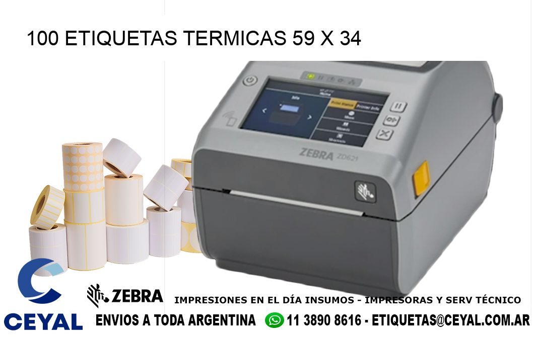 100 ETIQUETAS TERMICAS 59 x 34