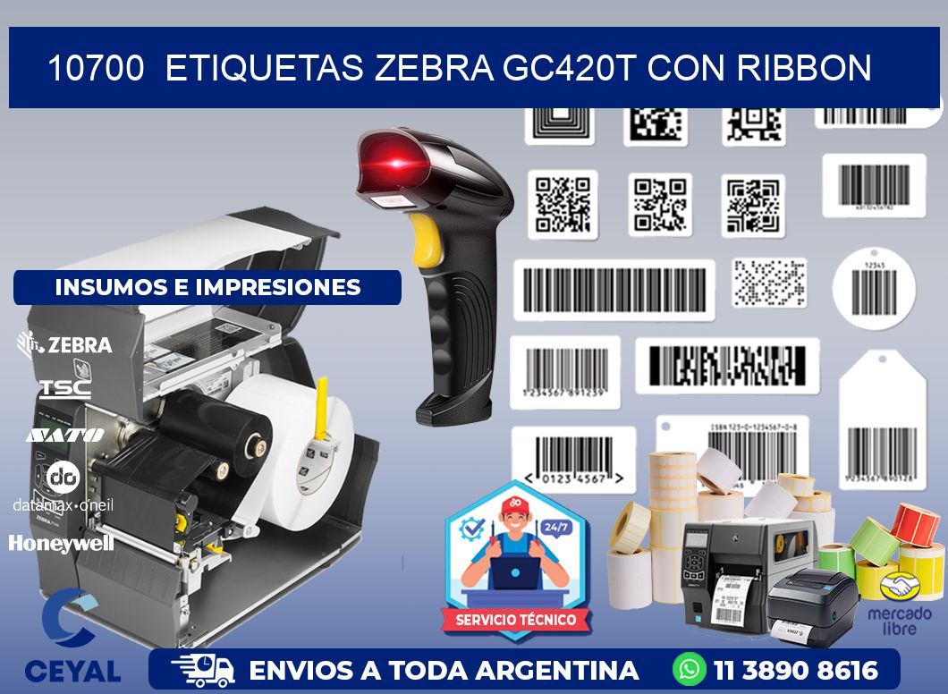 10700  ETIQUETAS ZEBRA GC420T CON RIBBON
