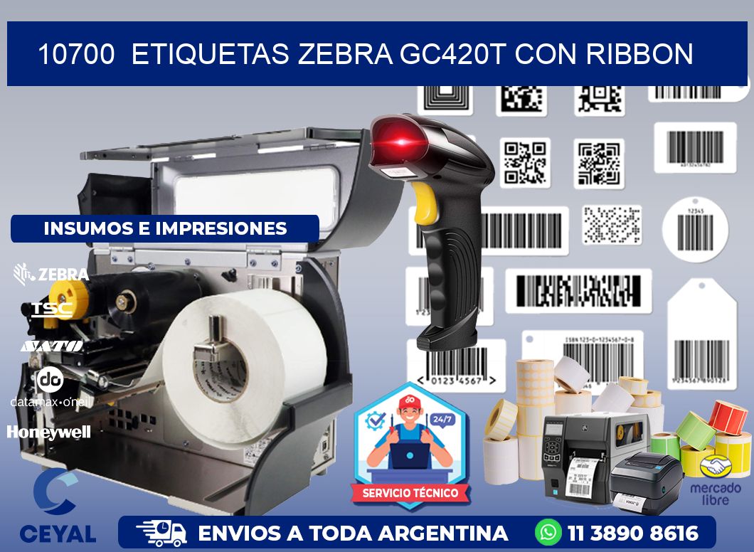 10700  ETIQUETAS ZEBRA GC420T CON RIBBON