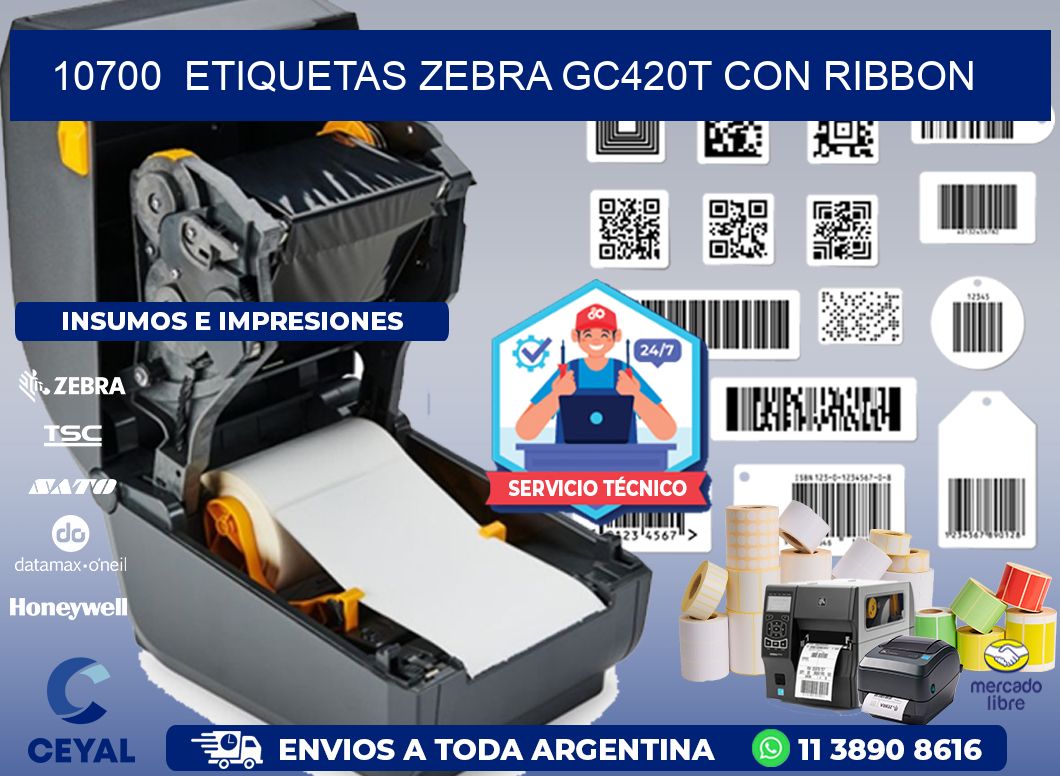 10700  ETIQUETAS ZEBRA GC420T CON RIBBON