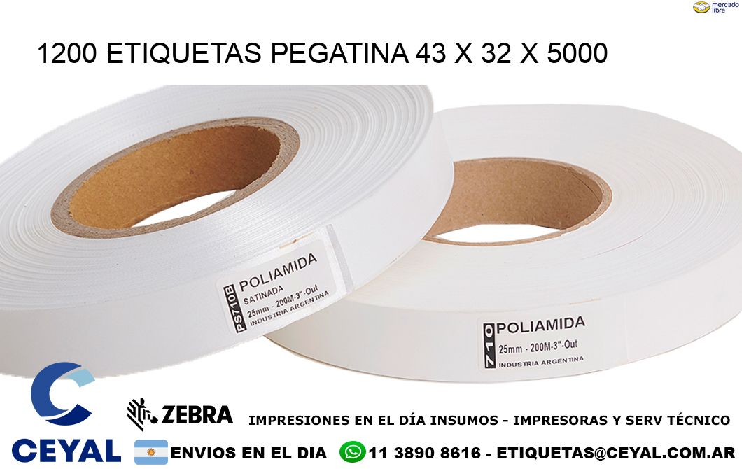1200 ETIQUETAS PEGATINA 43 x 32 x 5000