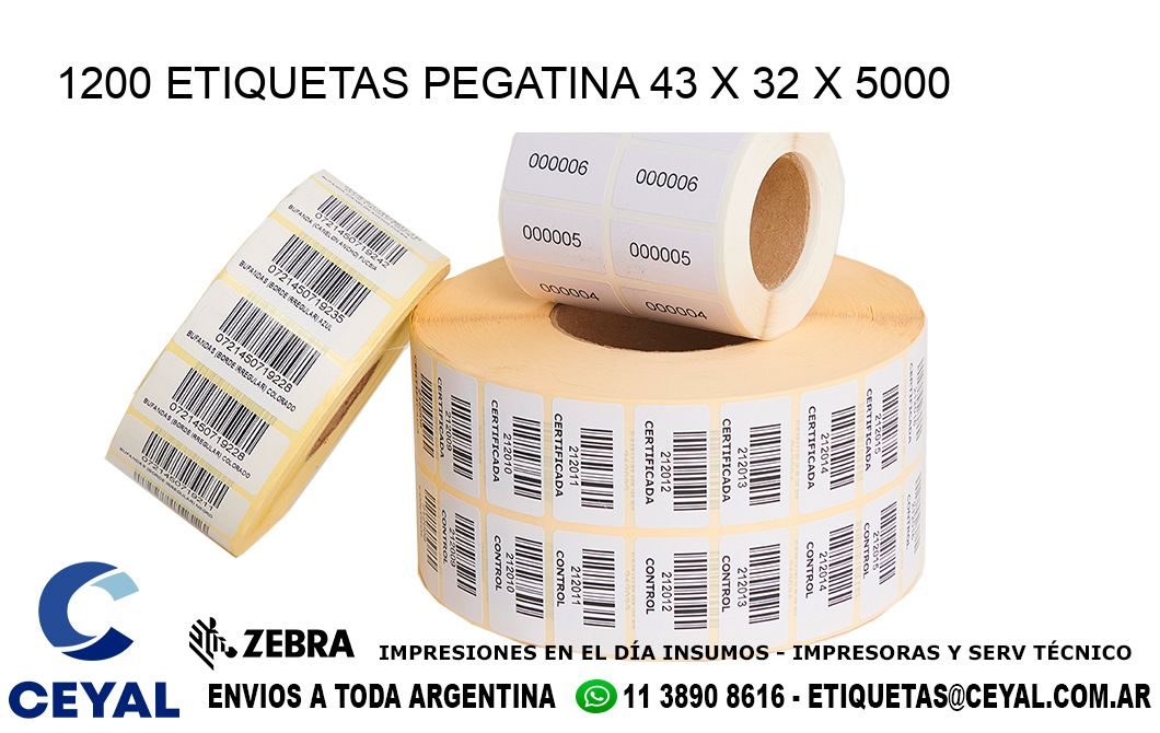1200 ETIQUETAS PEGATINA 43 x 32 x 5000