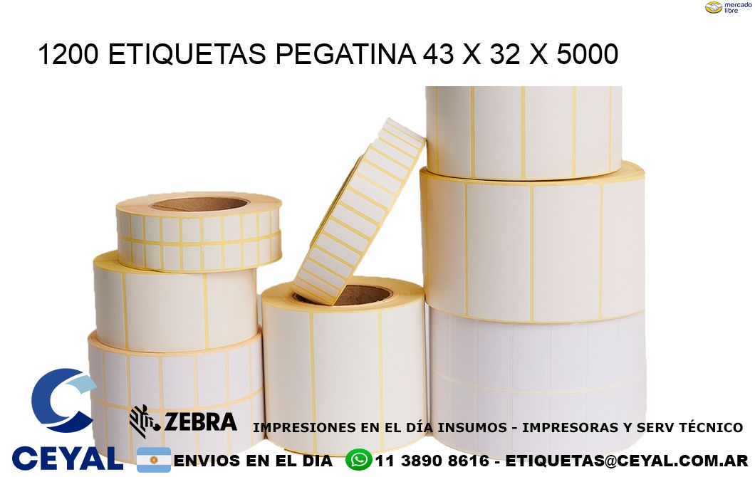 1200 ETIQUETAS PEGATINA 43 x 32 x 5000