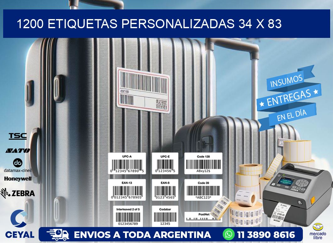 1200 ETIQUETAS PERSONALIZADAS 34 x 83