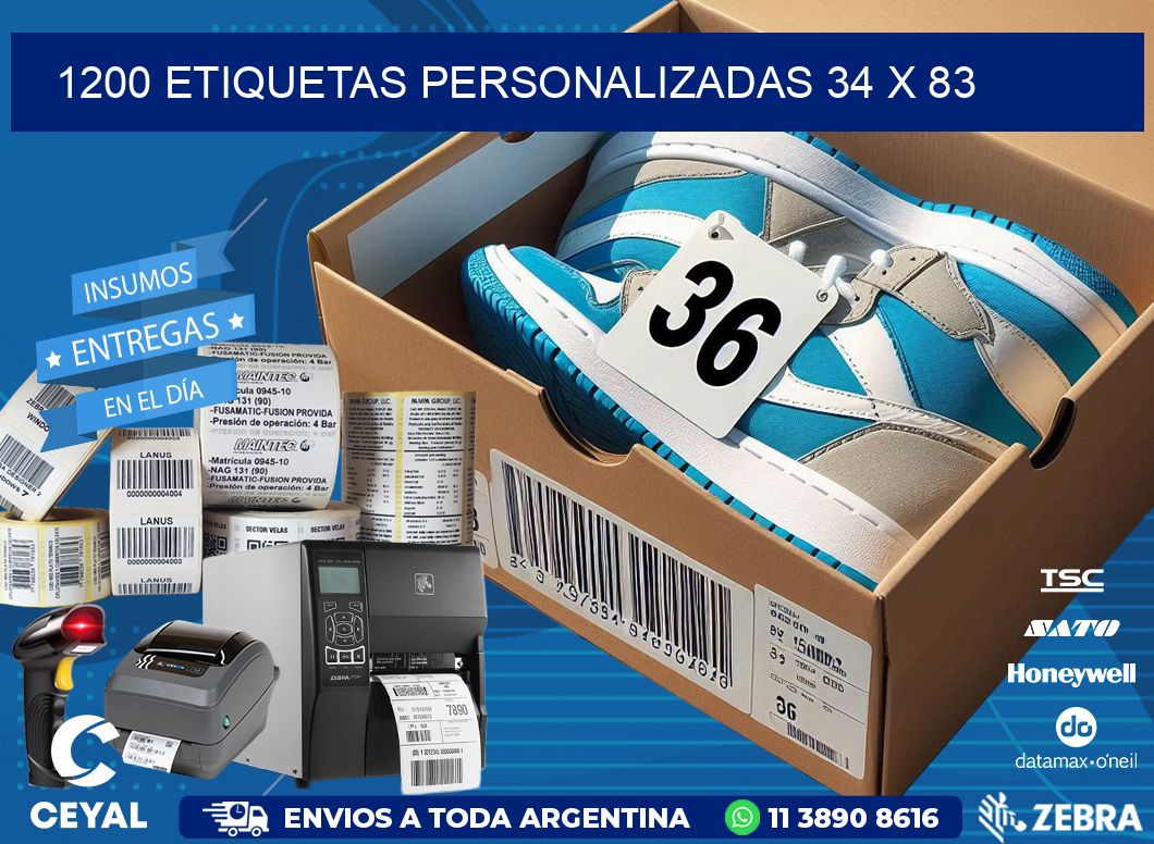 1200 ETIQUETAS PERSONALIZADAS 34 x 83