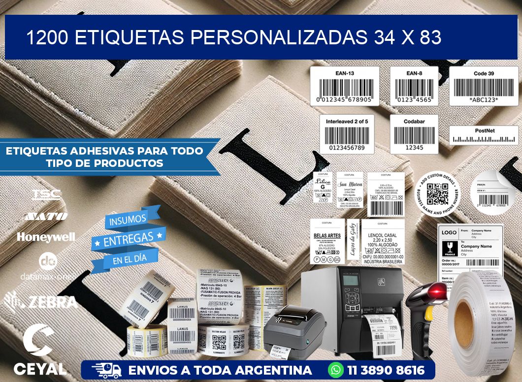 1200 ETIQUETAS PERSONALIZADAS 34 x 83