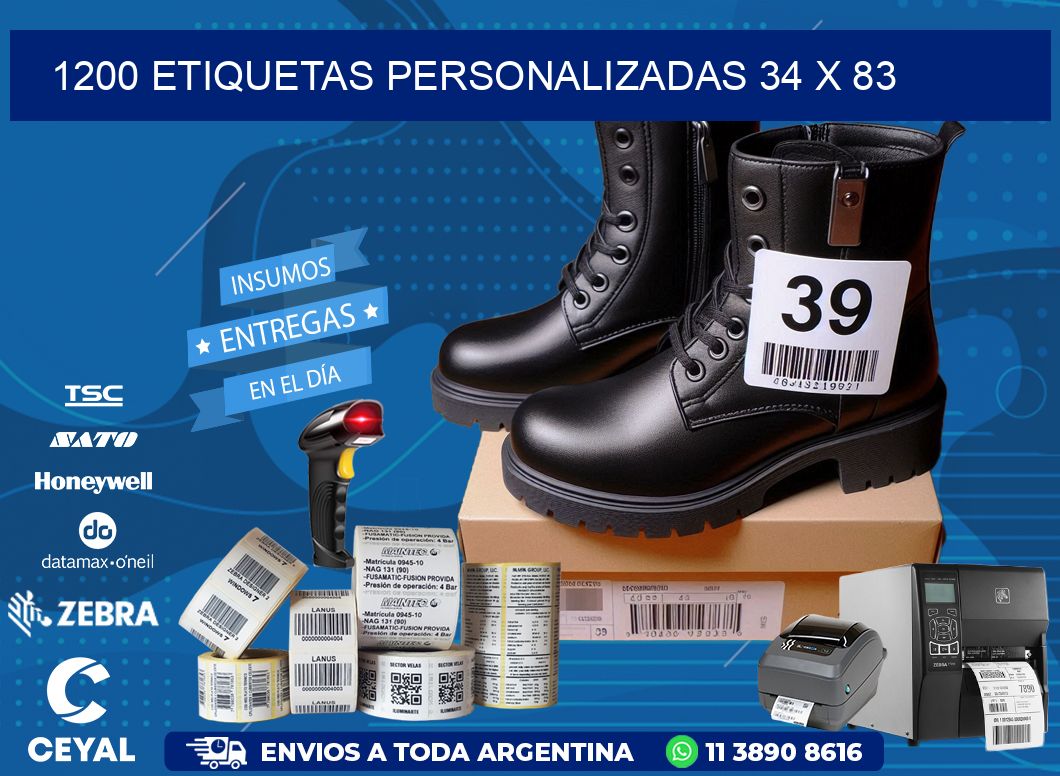 1200 ETIQUETAS PERSONALIZADAS 34 x 83