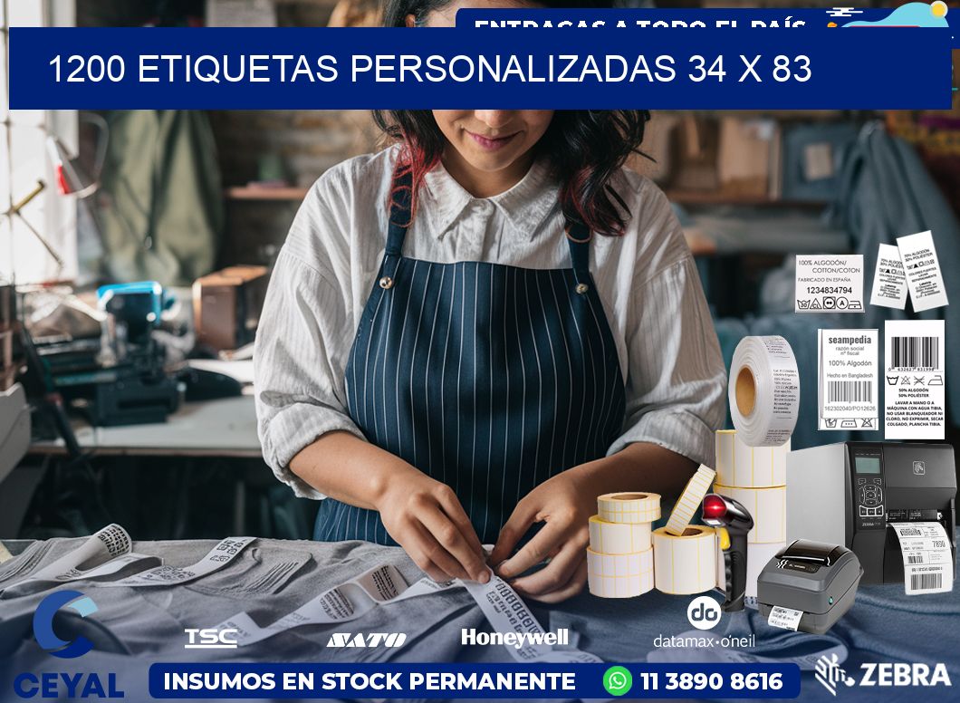 1200 ETIQUETAS PERSONALIZADAS 34 x 83