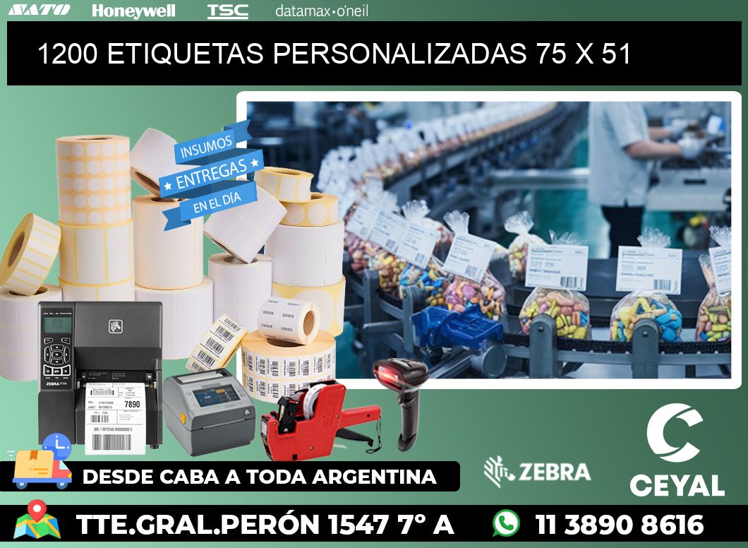 1200 ETIQUETAS PERSONALIZADAS 75 x 51