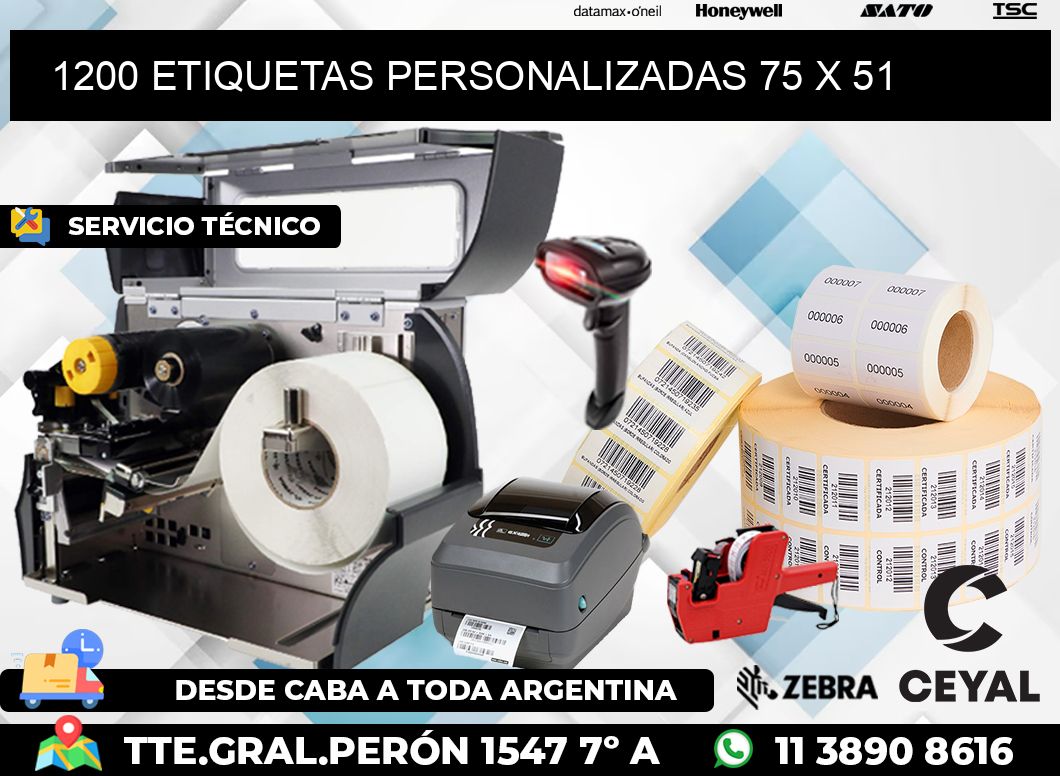 1200 ETIQUETAS PERSONALIZADAS 75 x 51