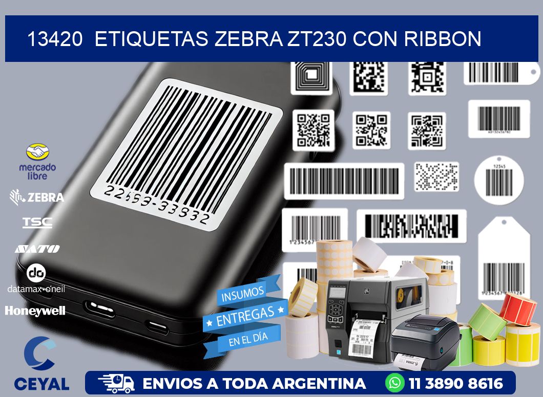 13420  ETIQUETAS ZEBRA ZT230 CON RIBBON