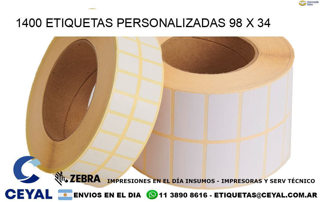 1400 ETIQUETAS PERSONALIZADAS 98 x 34