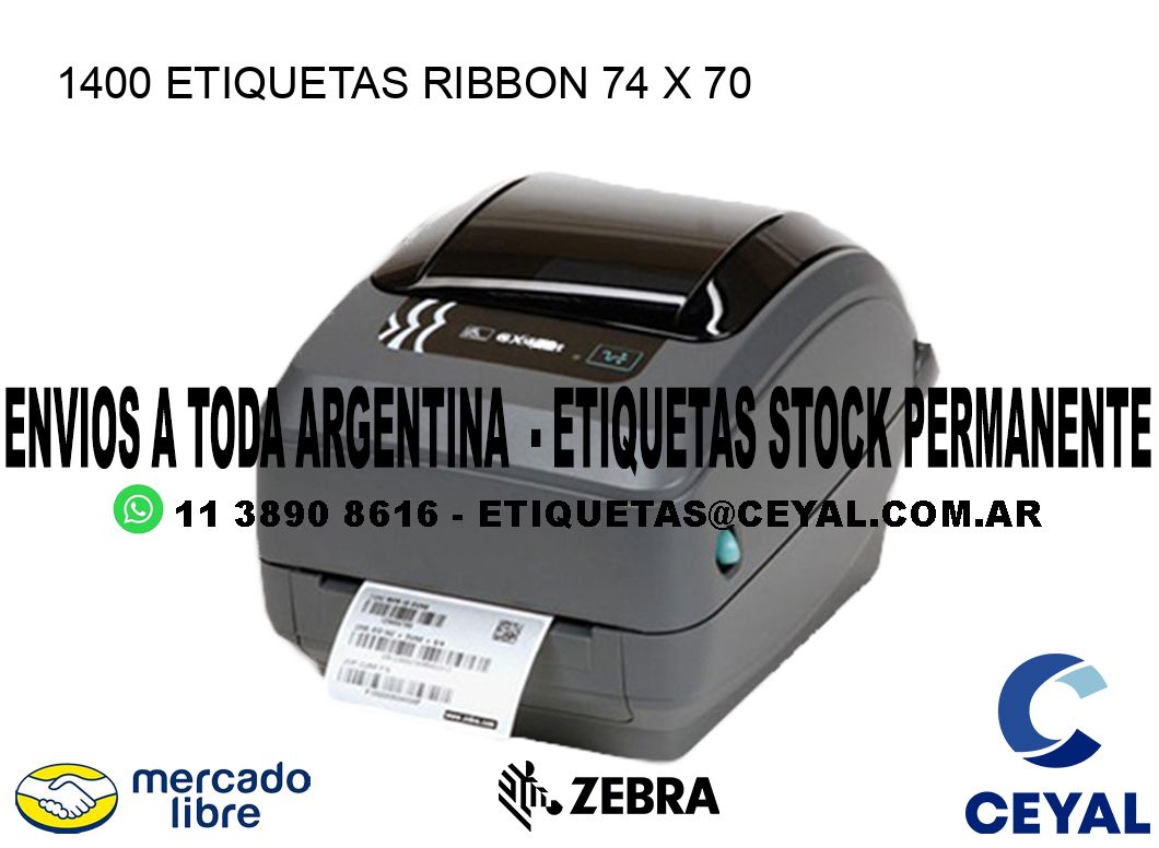 1400 ETIQUETAS RIBBON 74 x 70