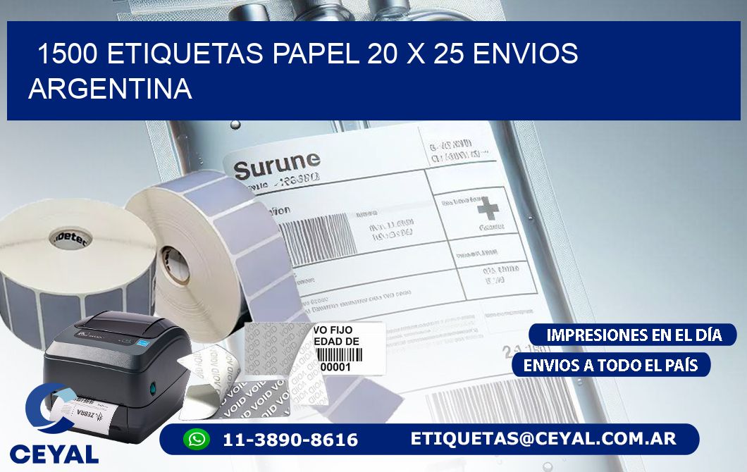 1500 ETIQUETAS PAPEL 20 x 25 ENVIOS ARGENTINA