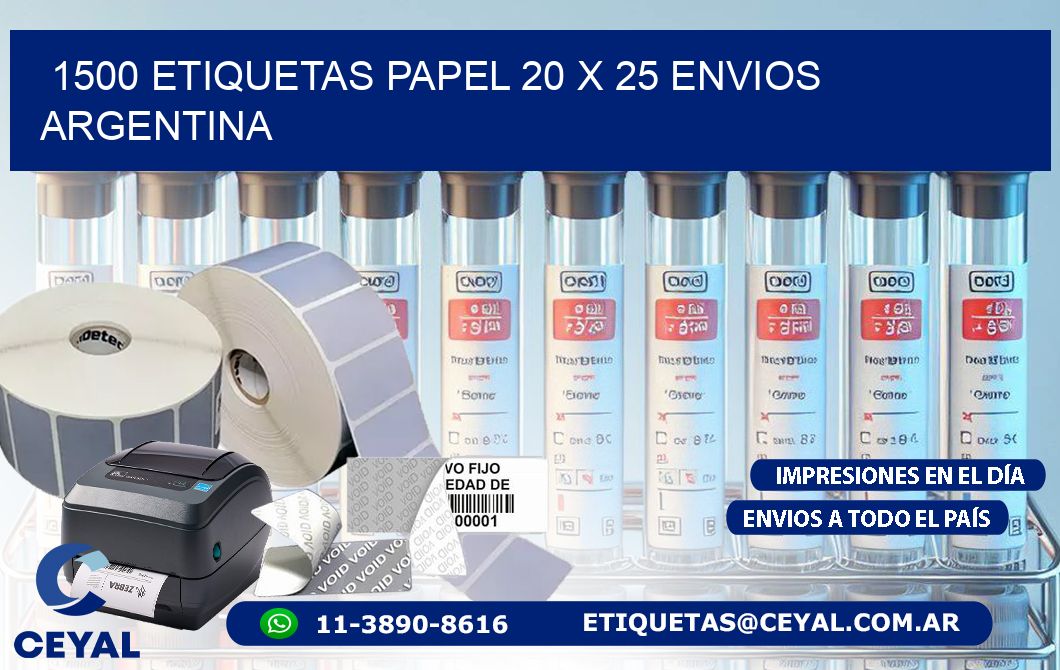 1500 ETIQUETAS PAPEL 20 x 25 ENVIOS ARGENTINA