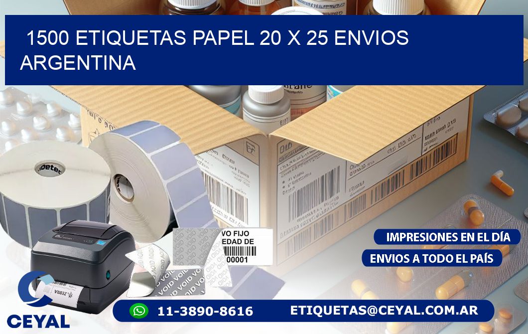 1500 ETIQUETAS PAPEL 20 x 25 ENVIOS ARGENTINA