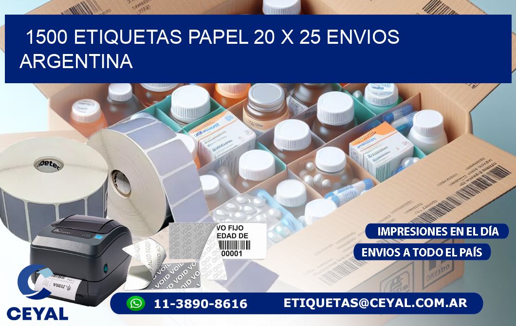 1500 ETIQUETAS PAPEL 20 x 25 ENVIOS ARGENTINA